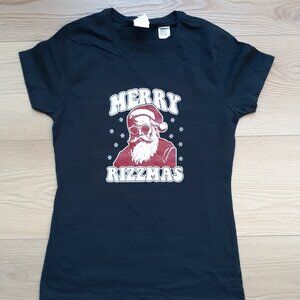 Merry Rizzmas Santa Clause - New Ladie's XS Black T-Shirt